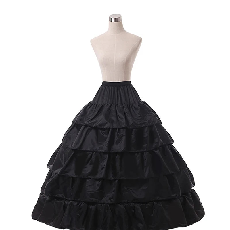 Black / White Long 4 Hoops Petticoat Underskirt For Ball Gown Wedding Dress