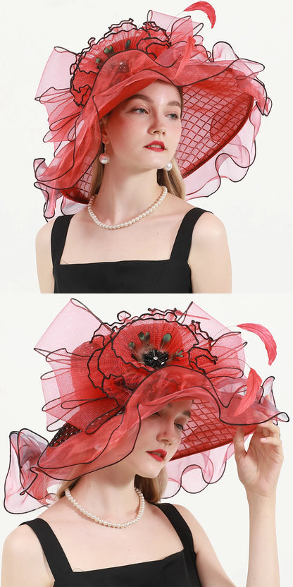 Big Wide Brim Flower Fascinator (56 cm - 58 cm)