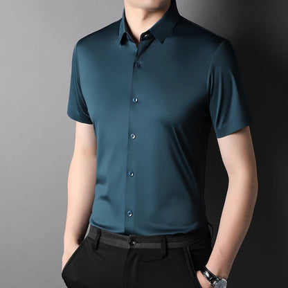 Elastic Half-Sleeved Business Men's Shirts