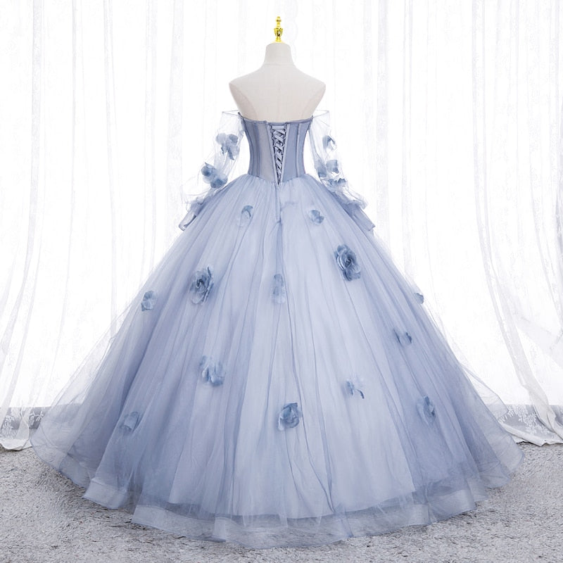 Long Sleeve Flower BallGown