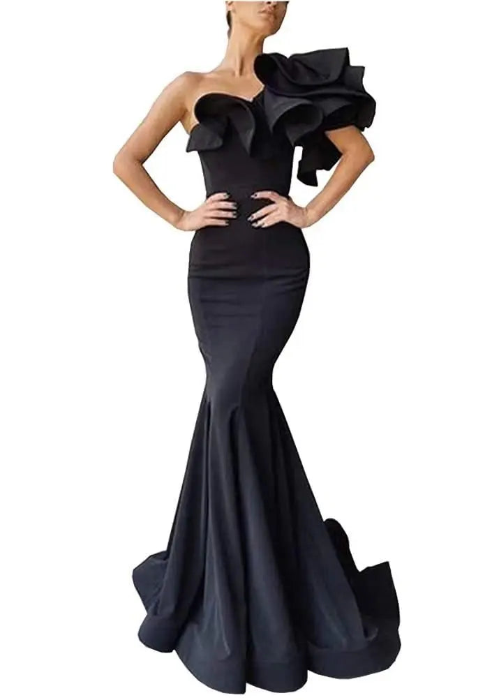 Elegant Mermaid Black Long Prom Formal Party Bridesmaid Gowns