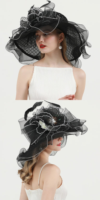 Big Wide Brim Flower Fascinator (56 cm - 58 cm)