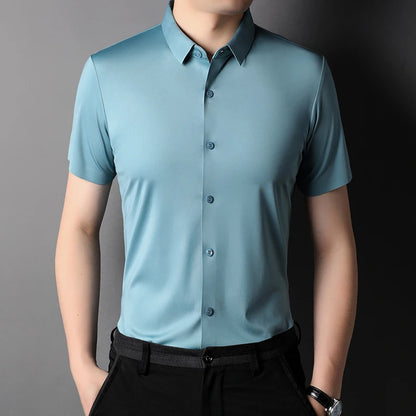 Elastic Half-Sleeved Business Men's Shirts