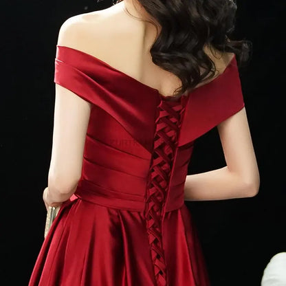 Boat Neck Satin Wedding Bridesmaid Maxi Dress Elegant Long Prom Evening Cocktail Party Dress Bridesmaid Dress