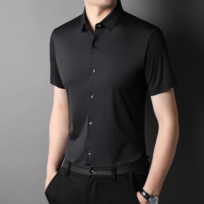 Elastic Half-Sleeved Business Men's Shirts