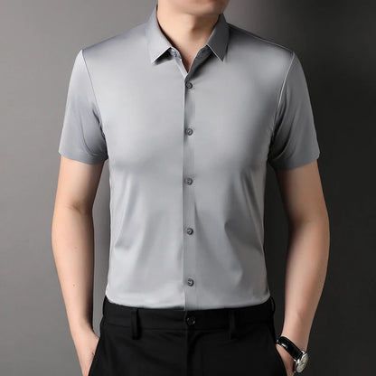 Elastic Half-Sleeved Business Men's Shirts