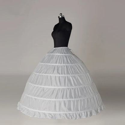 6 Hoop Crinoline Black White Long Petticoat Ball Gown Dress Underskirt Skirt Half Slips