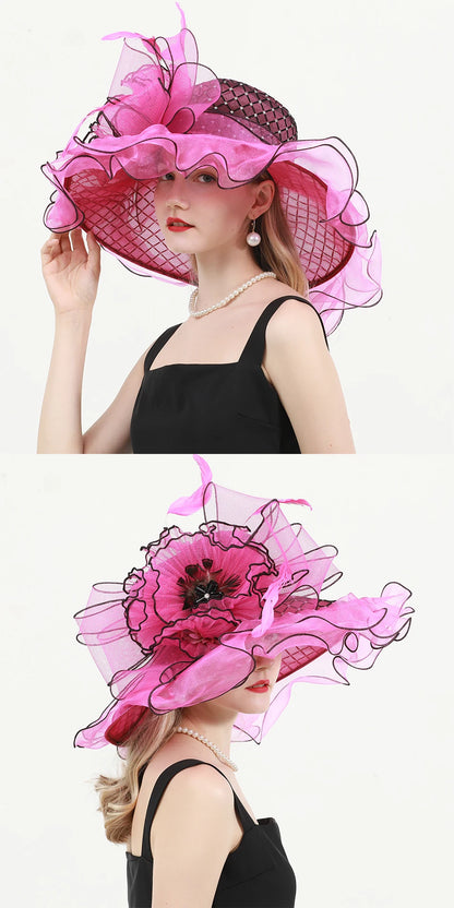 Big Wide Brim Flower Fascinator (56 cm - 58 cm)