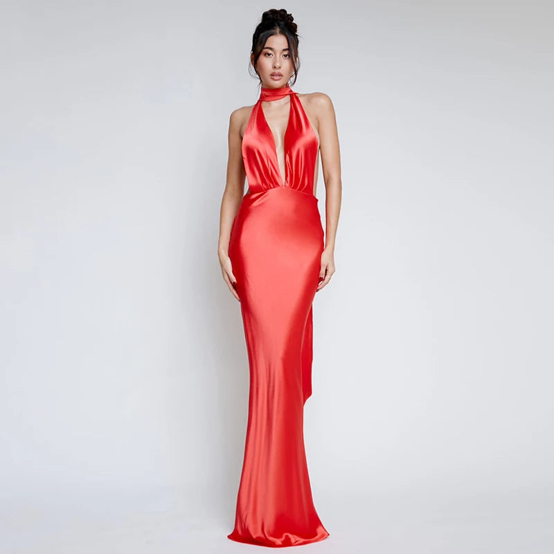 Elegant Deep V Neck Backless Sexy Evening Long Dress | Prom Dress