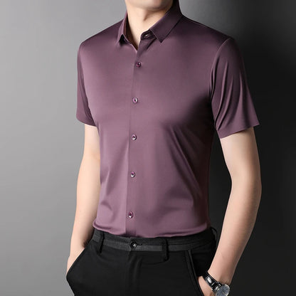 Elastic Half-Sleeved Business Men's Shirts