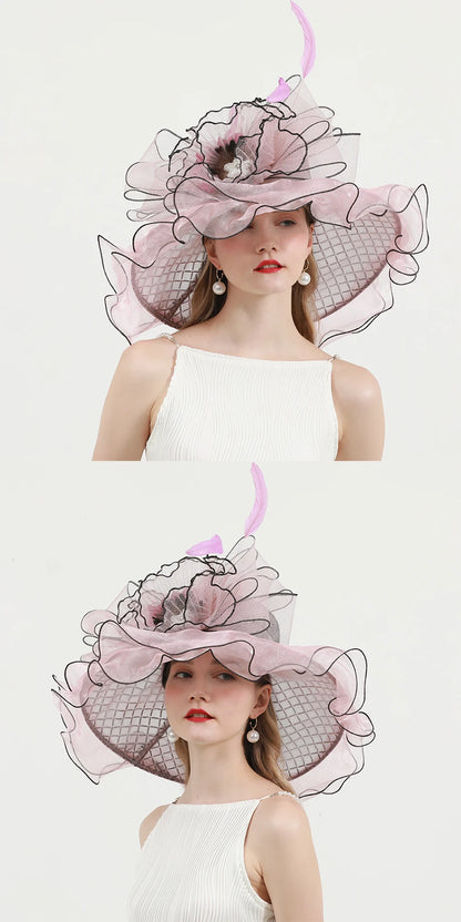 Big Wide Brim Flower Fascinator (56 cm - 58 cm)