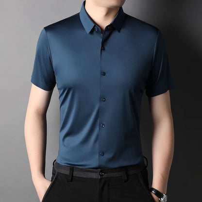 Elastic Half-Sleeved Business Men's Shirts