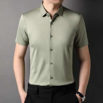 Elastic Half-Sleeved Business Men's Shirts