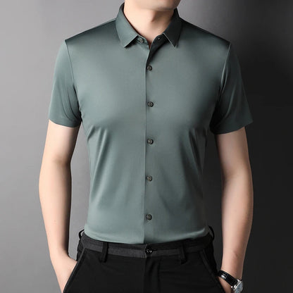 Elastic Half-Sleeved Business Men's Shirts