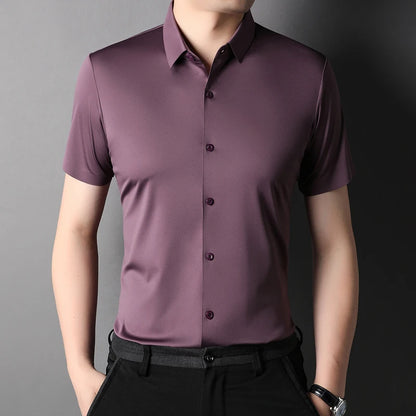 Elastic Half-Sleeved Business Men's Shirts