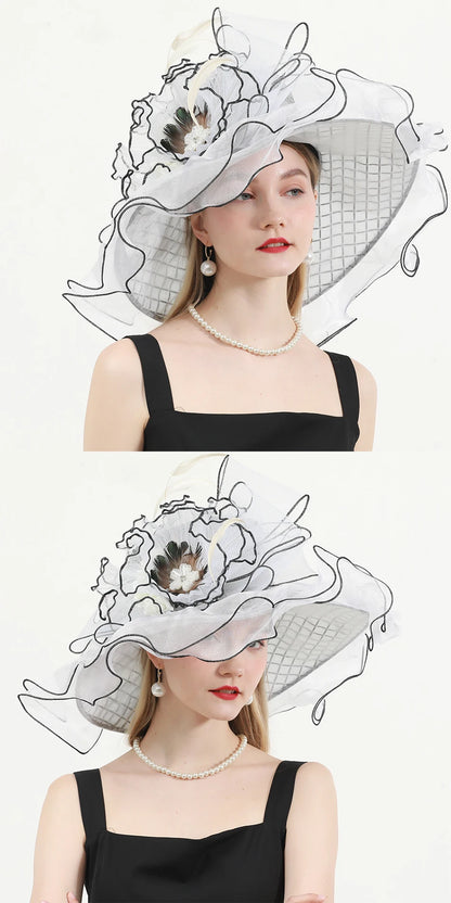 Big Wide Brim Flower Fascinator (56 cm - 58 cm)