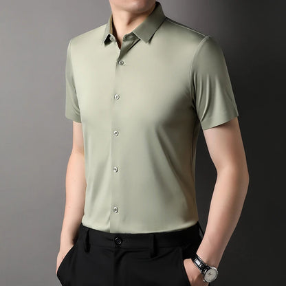 Elastic Half-Sleeved Business Men's Shirts