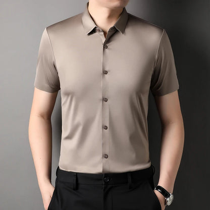 Elastic Half-Sleeved Business Men's Shirts