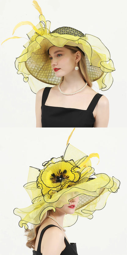 Big Wide Brim Flower Fascinator (56 cm - 58 cm)