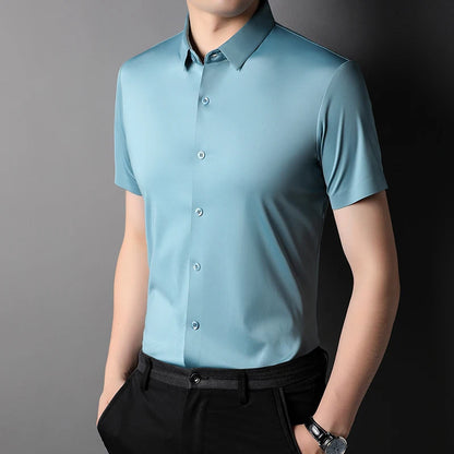 Elastic Half-Sleeved Business Men's Shirts