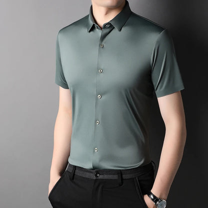 Elastic Half-Sleeved Business Men's Shirts