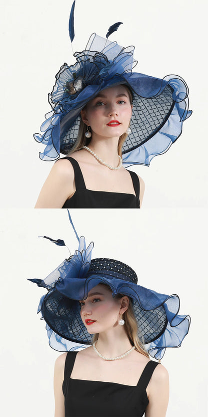 Big Wide Brim Flower Fascinator (56 cm - 58 cm)