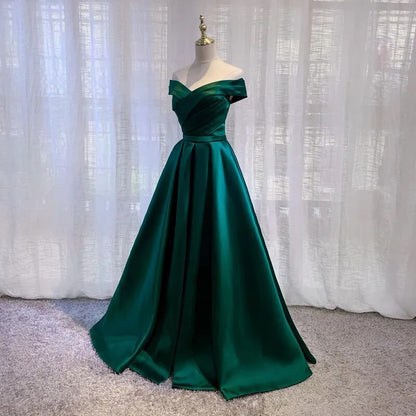 Boat Neck Satin Wedding Bridesmaid Maxi Dress Elegant Long Prom Evening Cocktail Party Dress Bridesmaid Dress