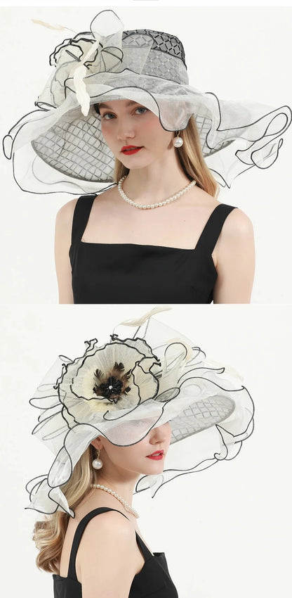 Big Wide Brim Flower Fascinator (56 cm - 58 cm)