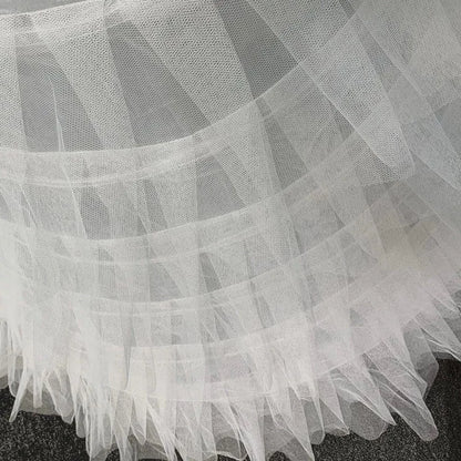 Skirt Support 6 Hoops Petticoats Debut or Wedding Dress | Big Ruffle Gown Underskirt Fluffy Tulle Adjustable