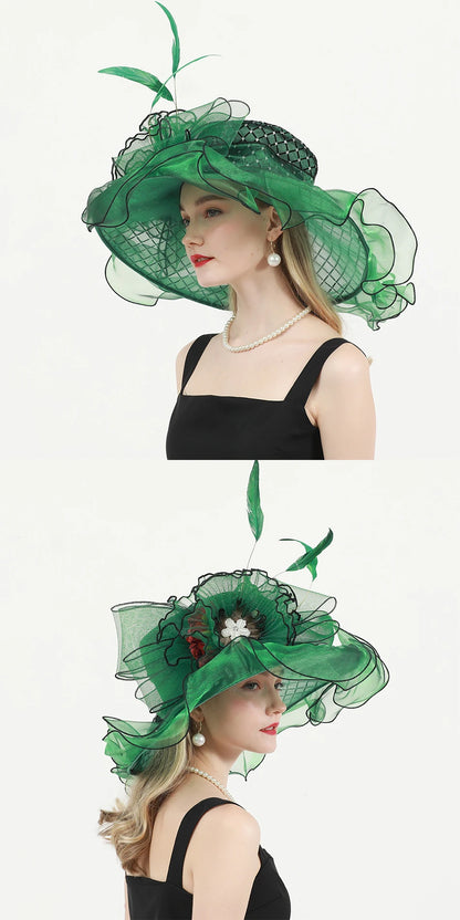 Big Wide Brim Flower Fascinator (56 cm - 58 cm)