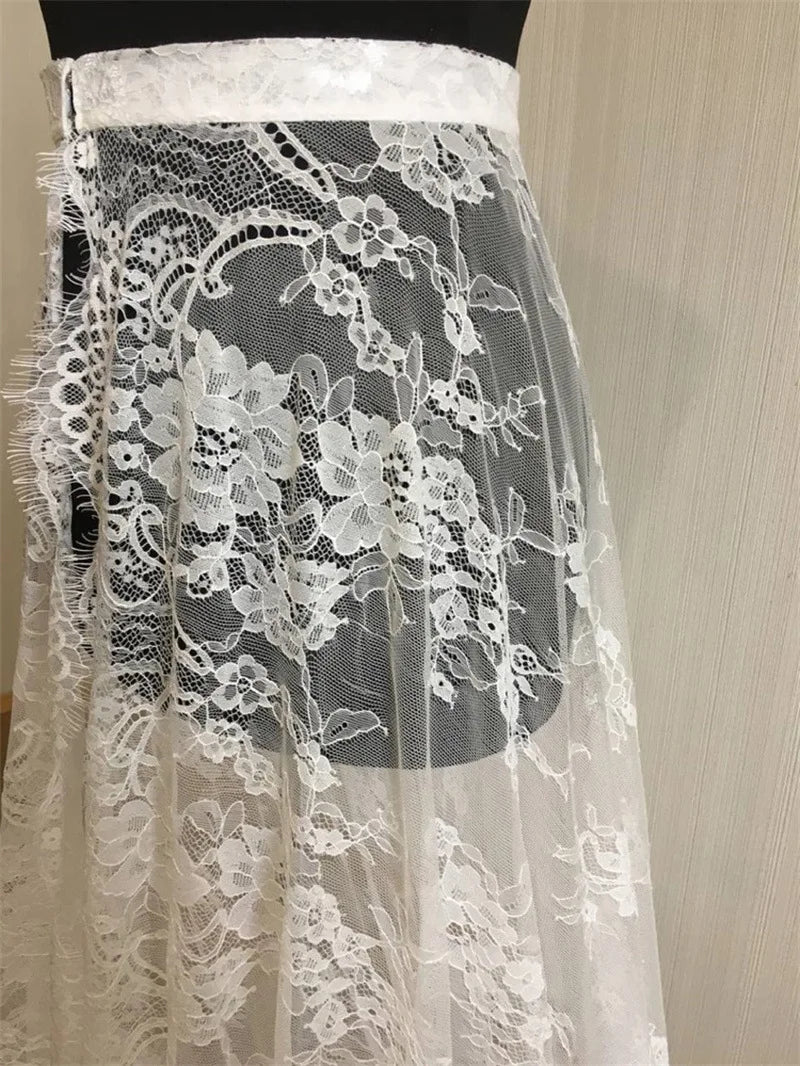 High Waist Bridal Detachable Skirt Full Lace Wedding Overskirt