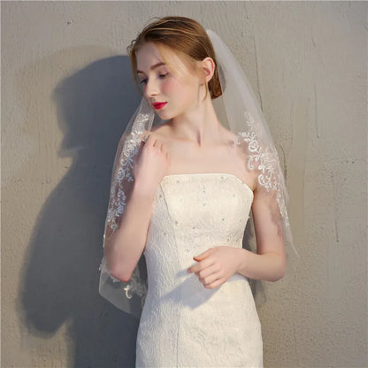 1 Layer Lace Edge Appliqued Veil