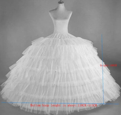 Skirt Support 6 Hoops Petticoats Debut or Wedding Dress | Big Ruffle Gown Underskirt Fluffy Tulle Adjustable