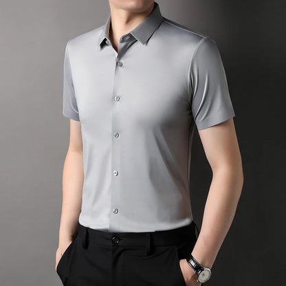 Elastic Half-Sleeved Business Men's Shirts