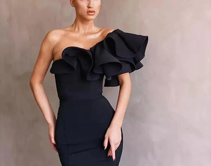 Elegant Mermaid Black Long Prom Formal Party Bridesmaid Gowns