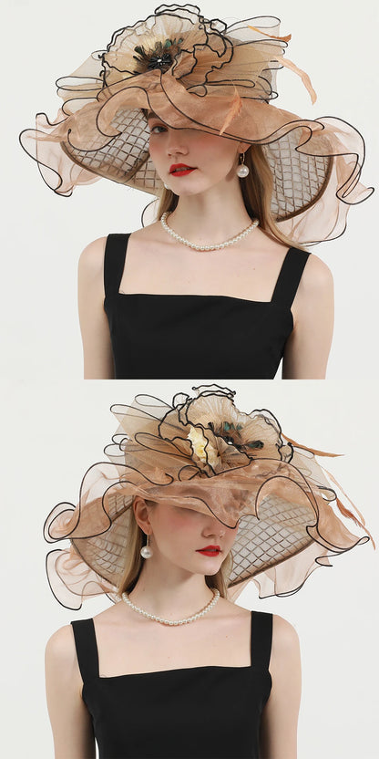 Big Wide Brim Flower Fascinator (56 cm - 58 cm)