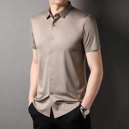 Elastic Half-Sleeved Business Men's Shirts