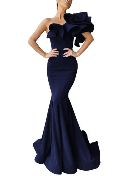 Elegant Mermaid Black Long Prom Formal Party Bridesmaid Gowns